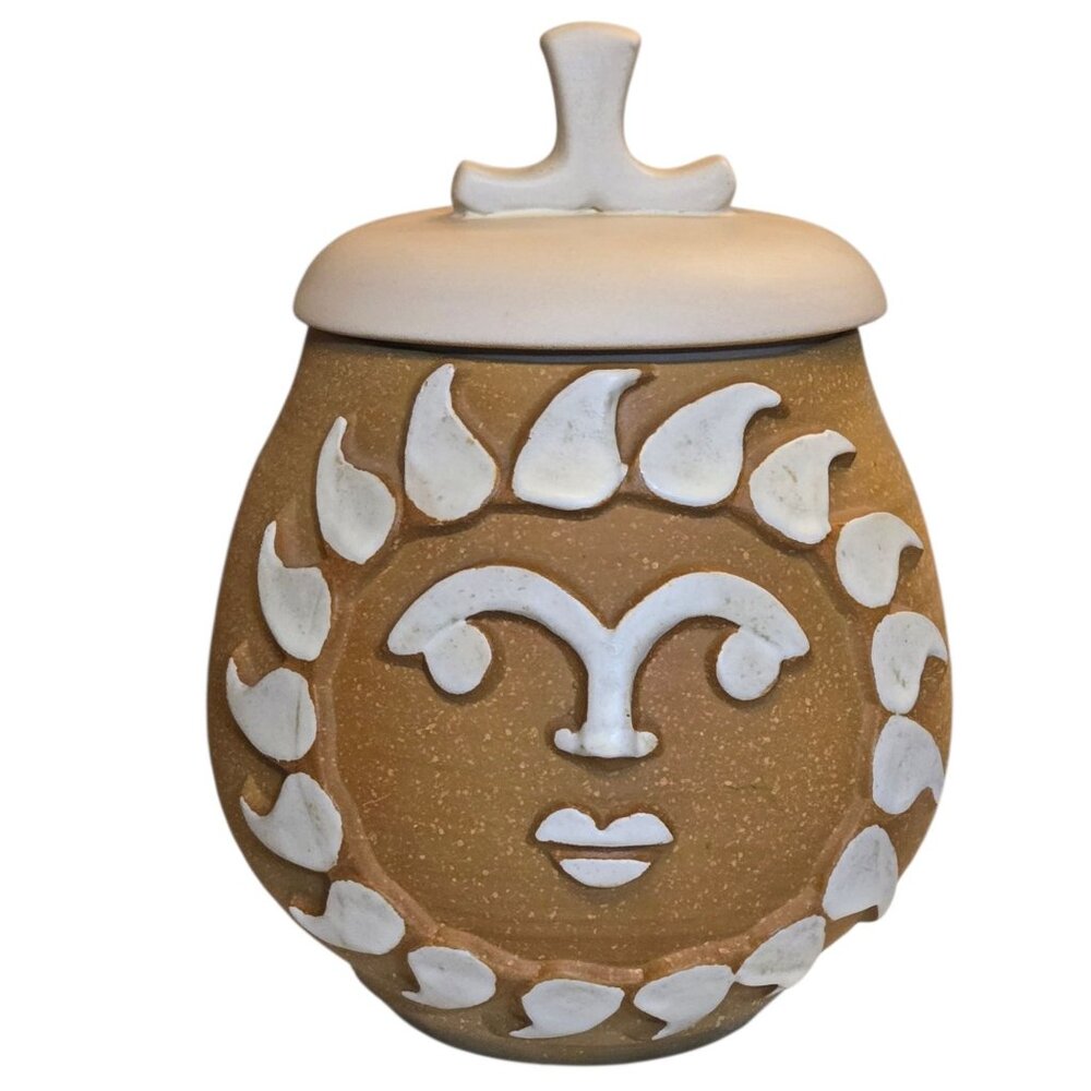 Metlox Poppytrail Sun Face Cookie Jar RARE California Vintage Pottery AS IS Read
